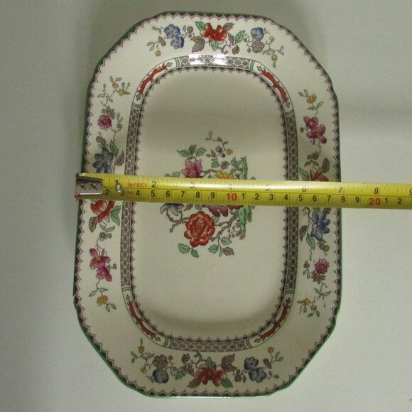 Vintage 10.5" oblong serving plate, Chinese Rose, Copeland Spode, SMALL CHIP - Picture 3 of 16